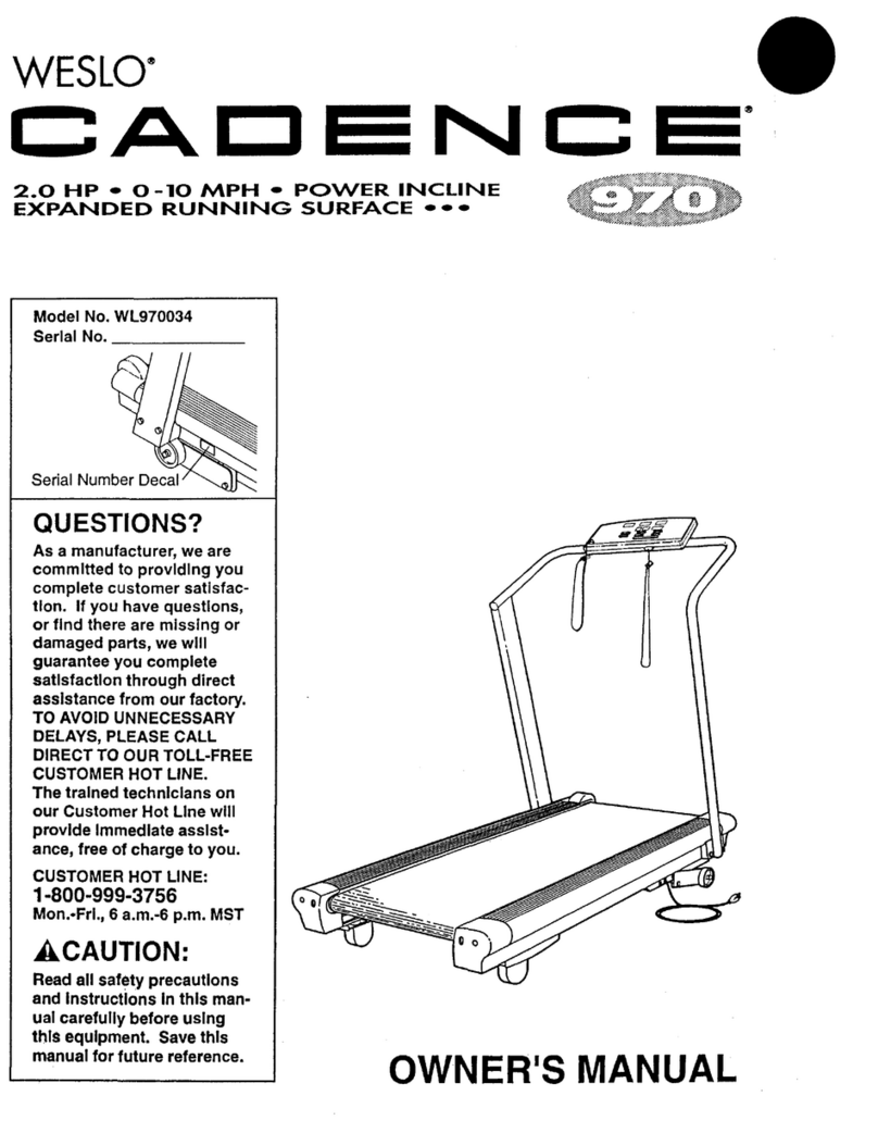 Weslo Cadence 970 User manual