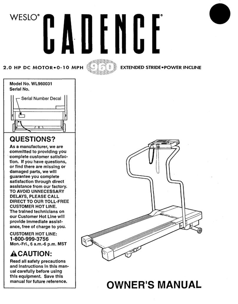 Weslo Cadence 960 C00921-b manual