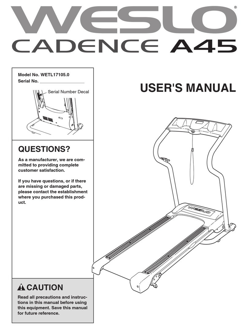 Weslo Cadence 45 Treadmill User manual