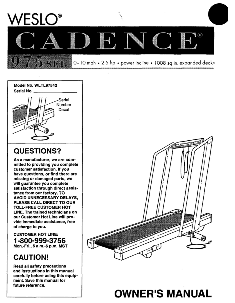 Weslo Cadence 975 User manual