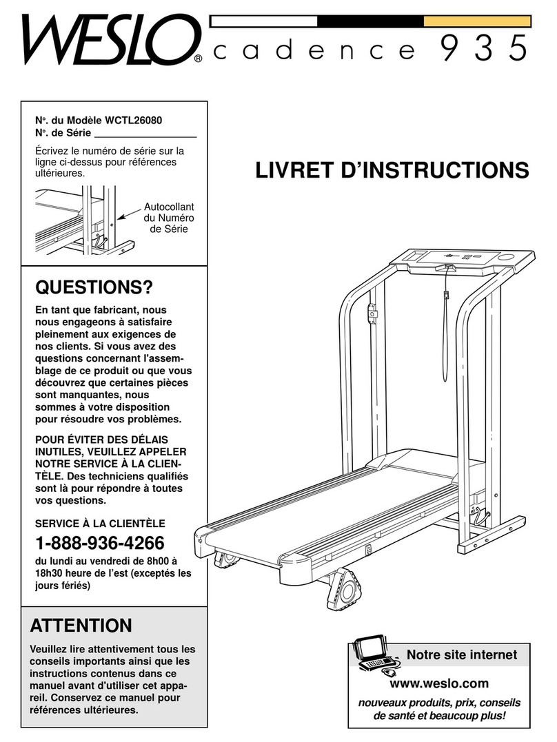 Weslo Cadence 935 Treadmill LIVRET D'INSTRUCTIONS