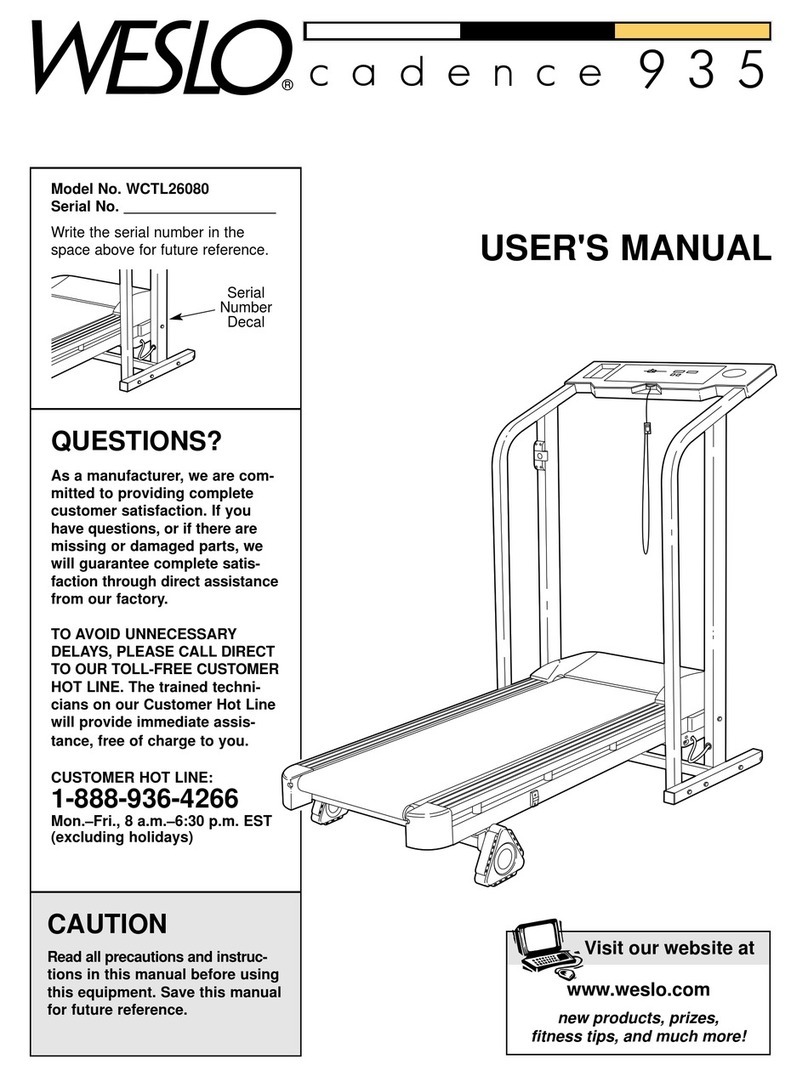 Weslo Cadence 935 Treadmill user manual