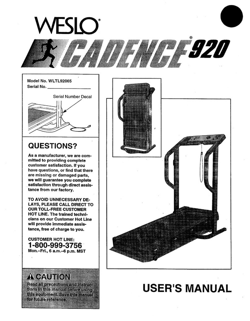Weslo Cadence 920 User manual