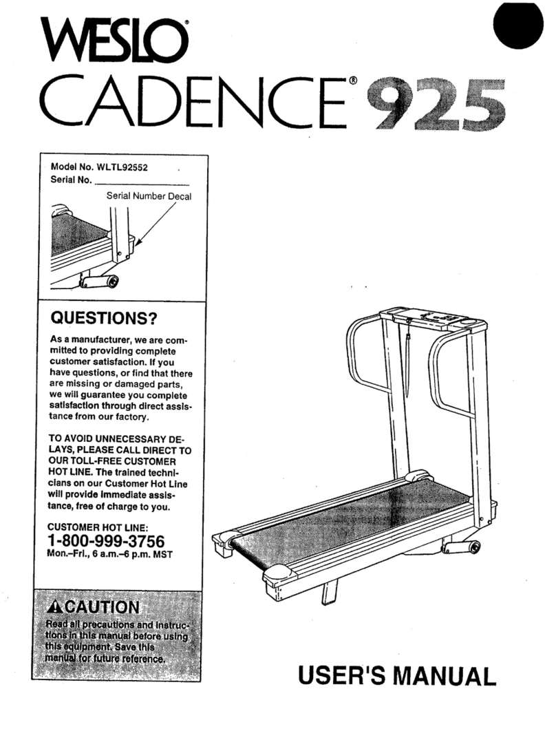 Weslo Cadence 925 User manual Weslo Cadence 925 User manual