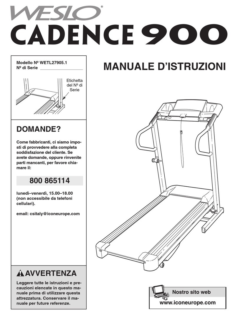 Weslo Cadence 900 Treadmill Manuale d'istruzioni