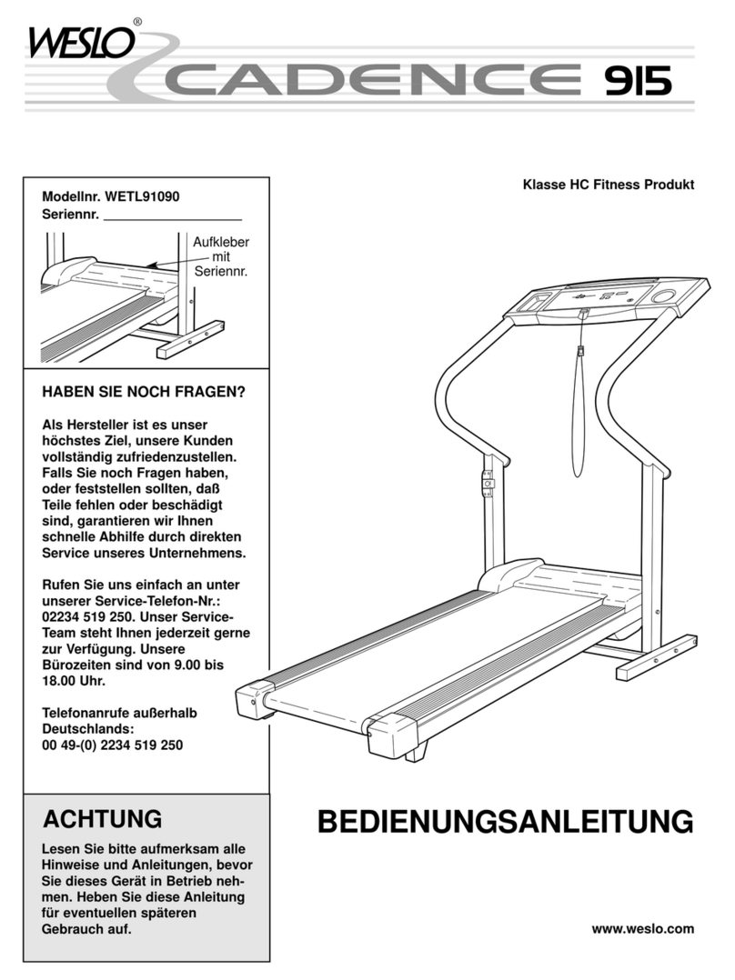 Weslo Cadence 915 Quick start guide