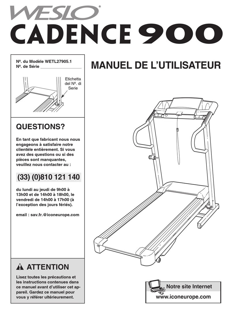 Weslo Cadence 900 Treadmill Manuel de l'utilisateur