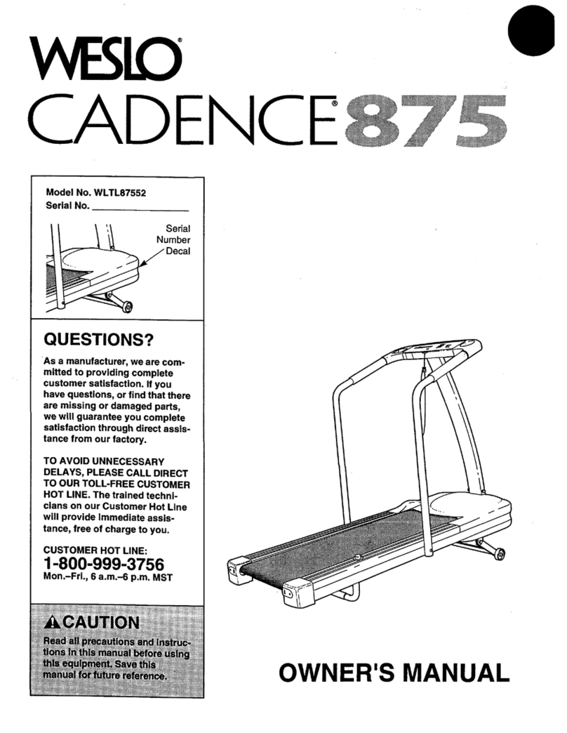 Weslo Cadence 875 User manual