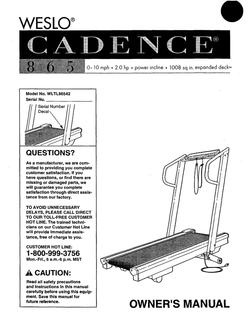 Weslo Cadence 865 User manual Weslo Cadence 865 User manual