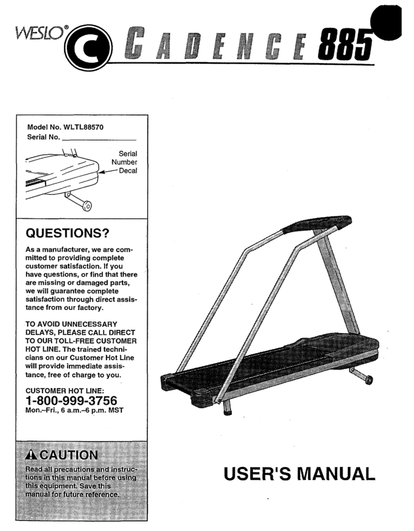 Weslo Cadence 885 User manual