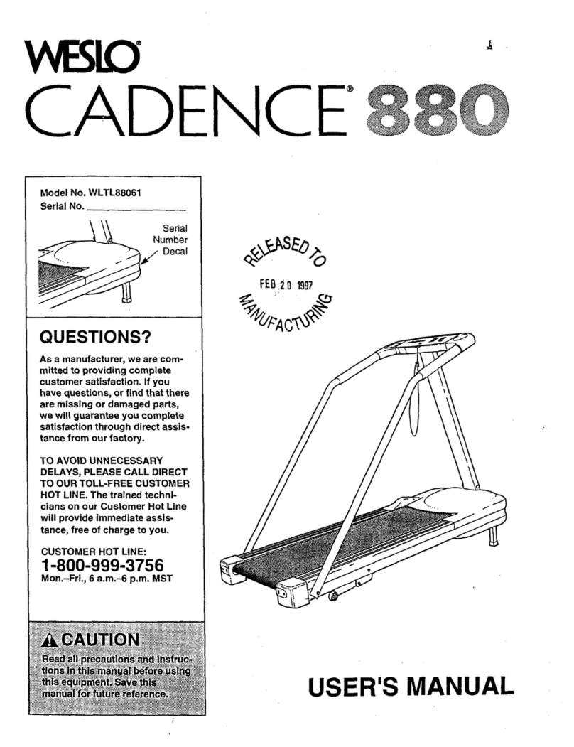 Weslo CADENCE 880 User manual