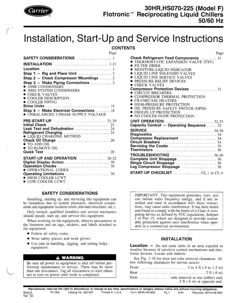 Carrier Model F-30HR Dimensions and installation guide
