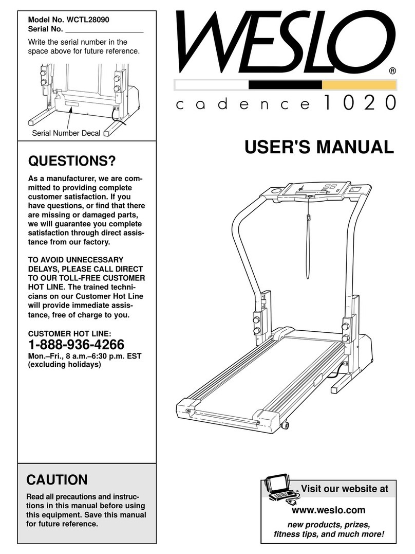 Weslo Cadence 1020 Treadmill user manual