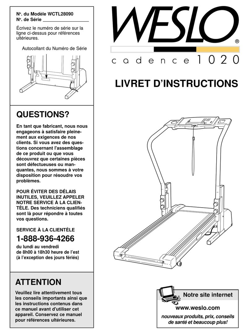 Weslo Cadence 1020 Treadmill LIVRET D'INSTRUCTIONS