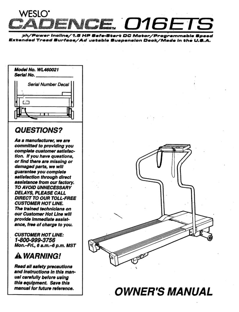 Weslo Cadence 1016 Ets User manual