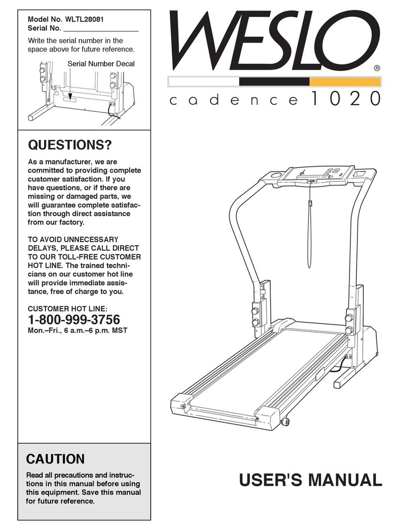 Weslo Cadence 1020 Treadmill user manual