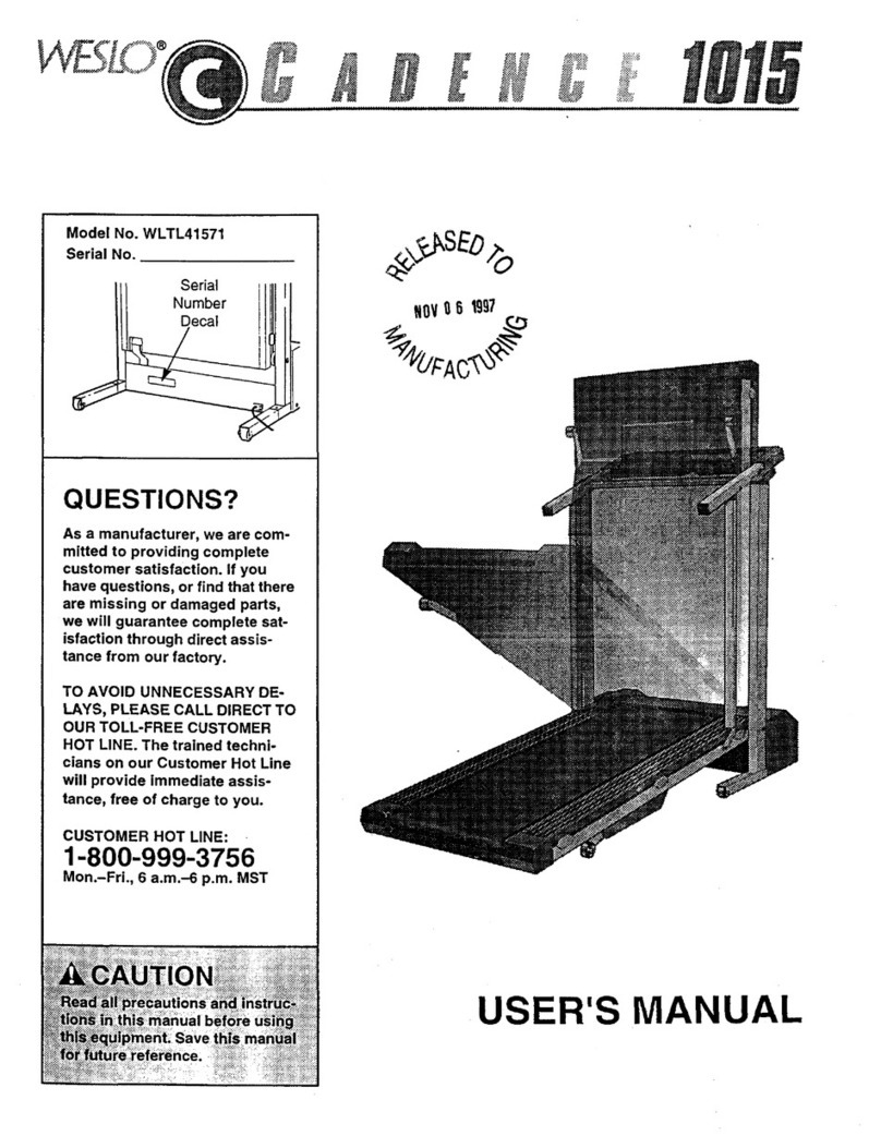 Weslo Cadence 1015 User manual
