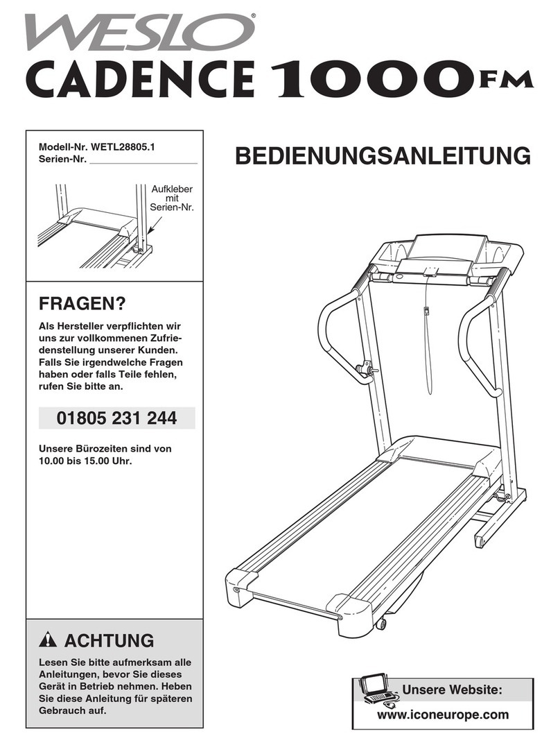 Weslo Cadence 1000 Fm Quick start guide
