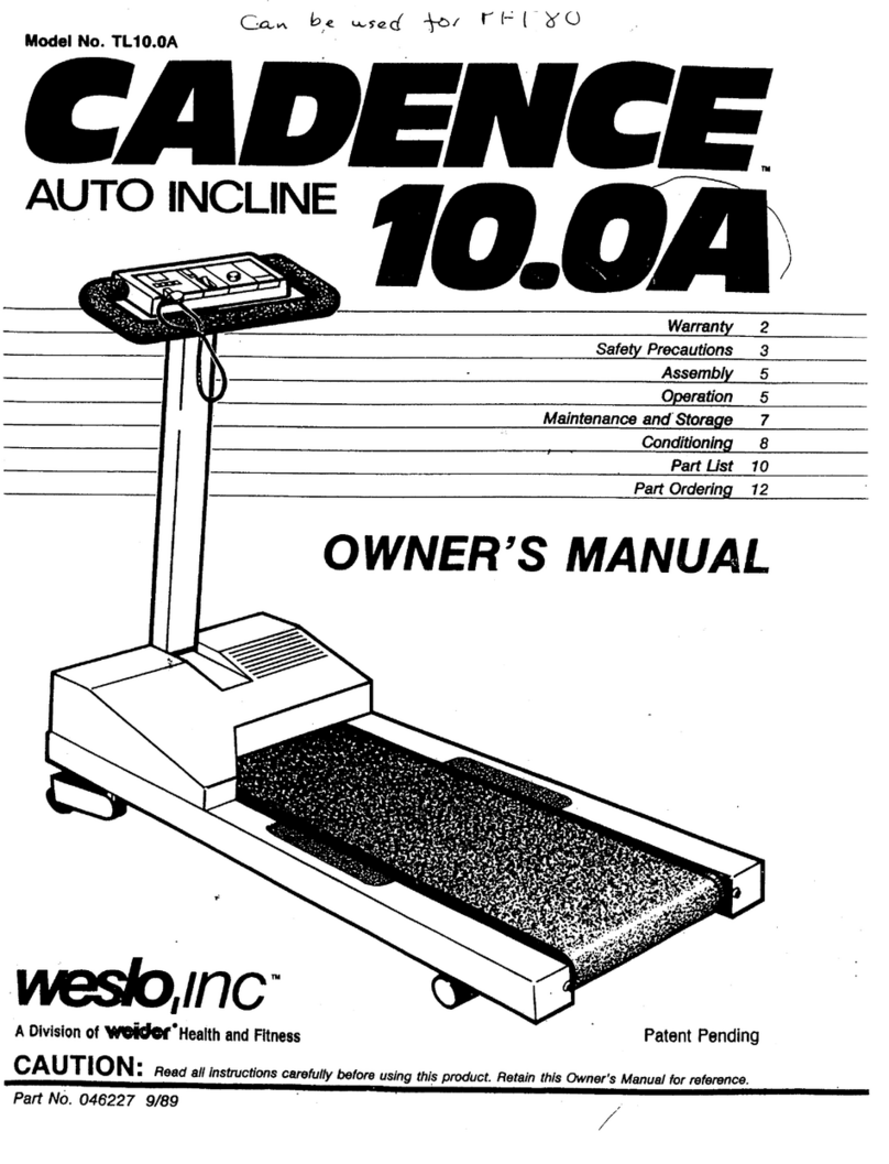 Weslo Cadence 10.0 Treadmill owner's manual