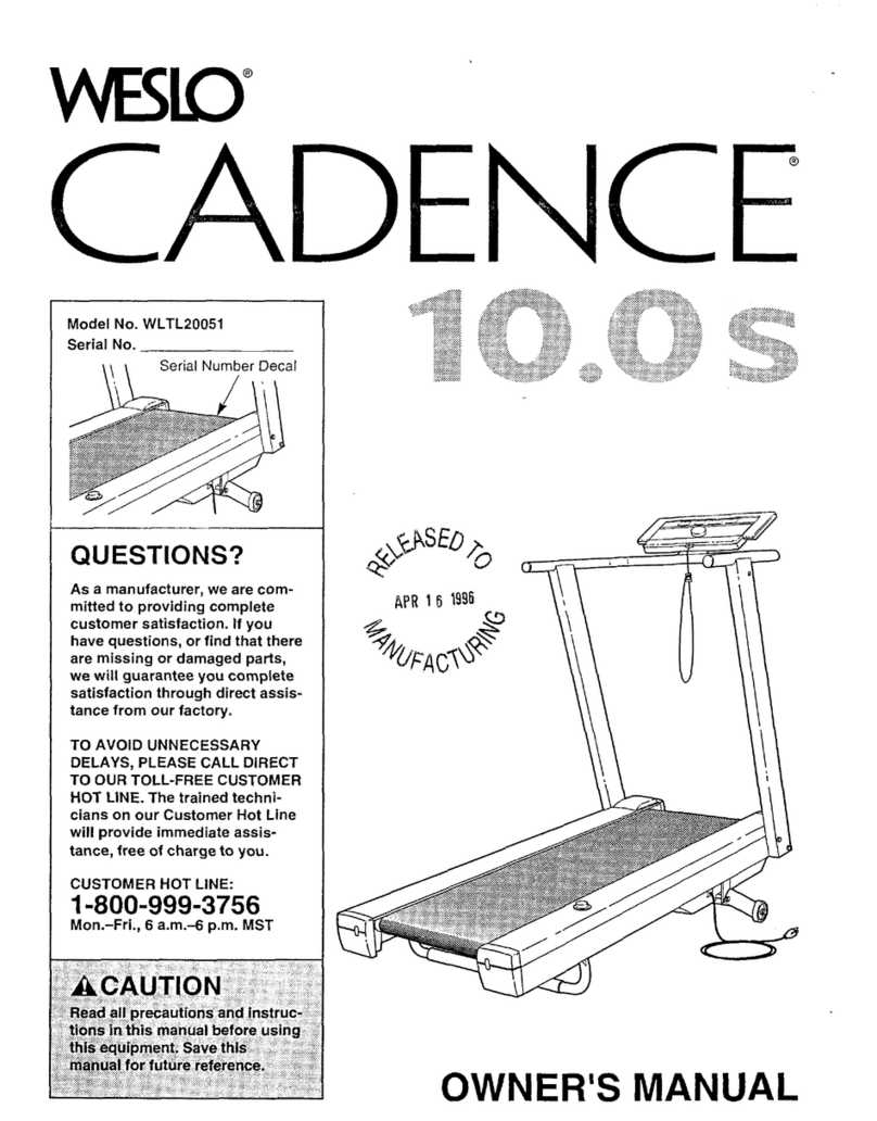 Weslo Cadence 10.0s manual