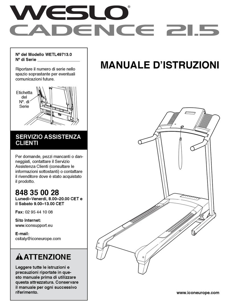 Weslo Cadence 21.5 Treadmill Operating and maintenance manual