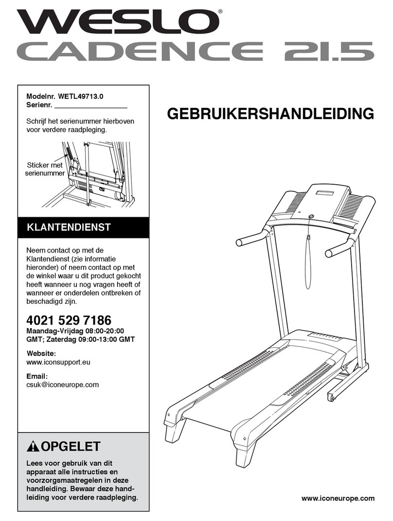 Weslo Cadence 21.5 Treadmill User manual