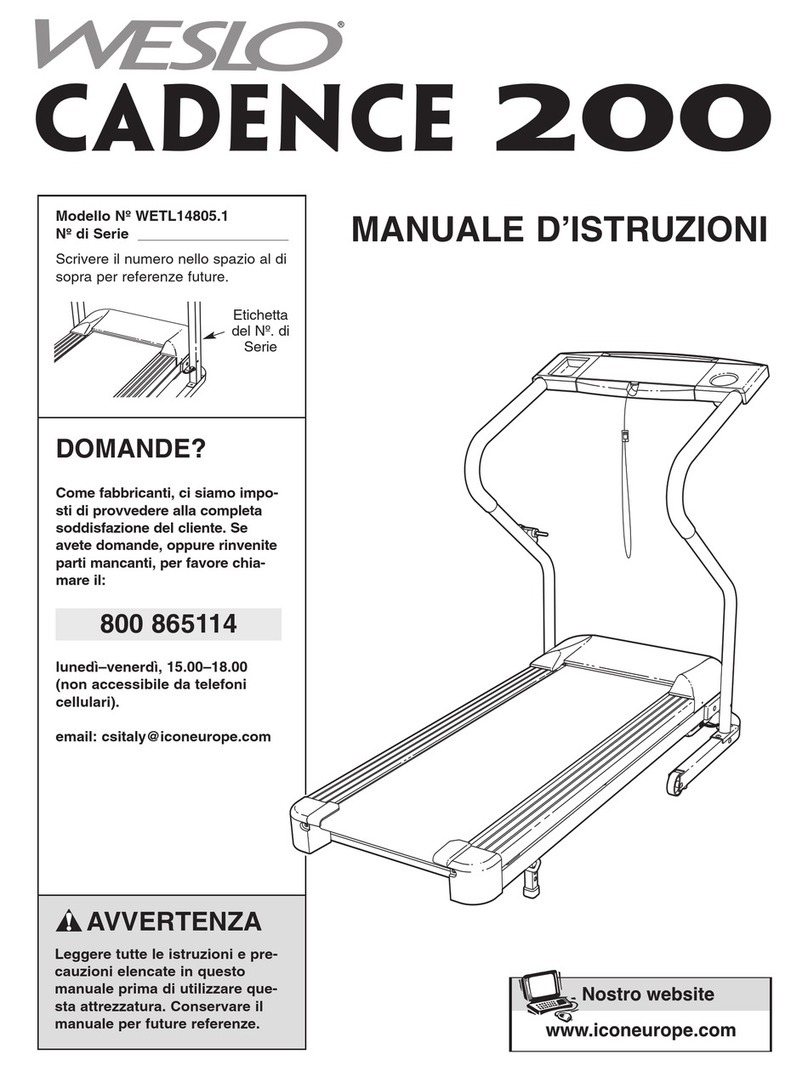 Weslo Cadence 200 Treadmill Operating and maintenance manual