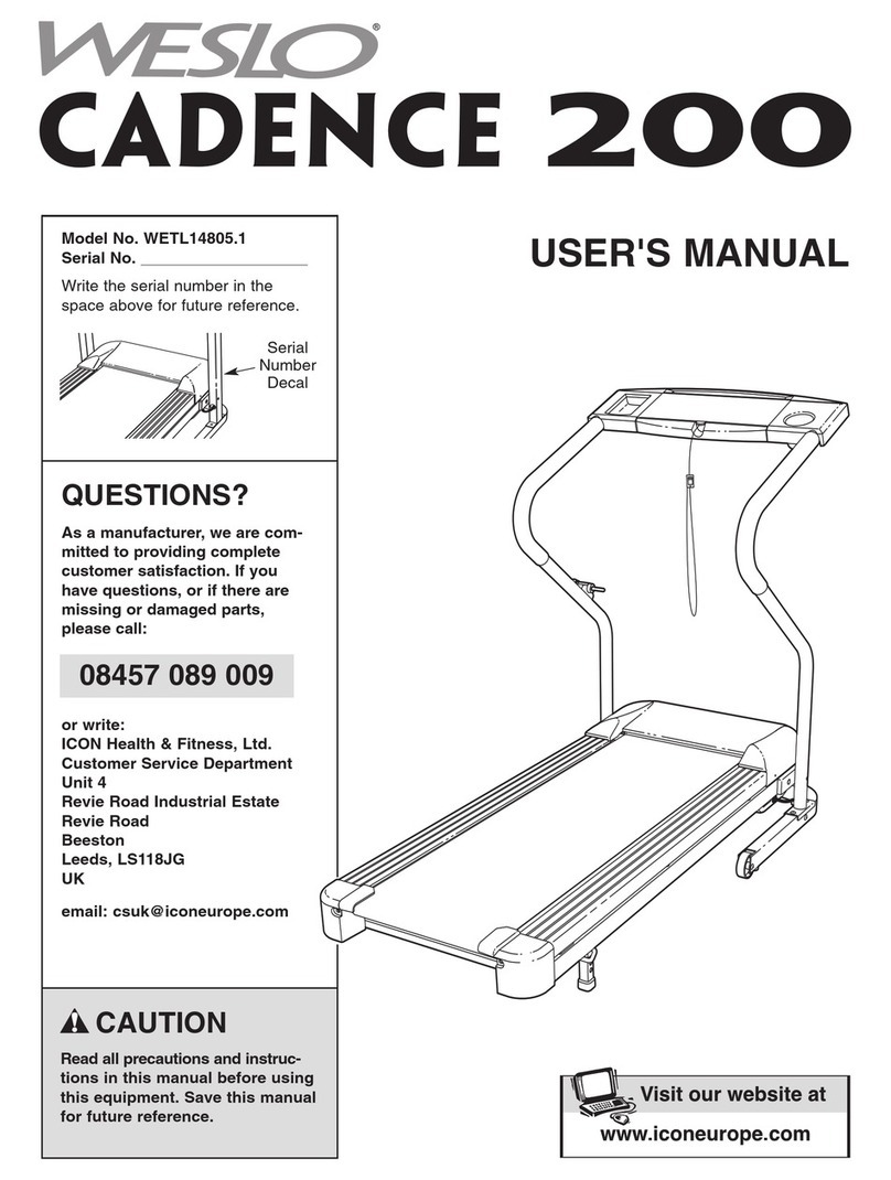 Weslo Cadence 200 Treadmill User manual