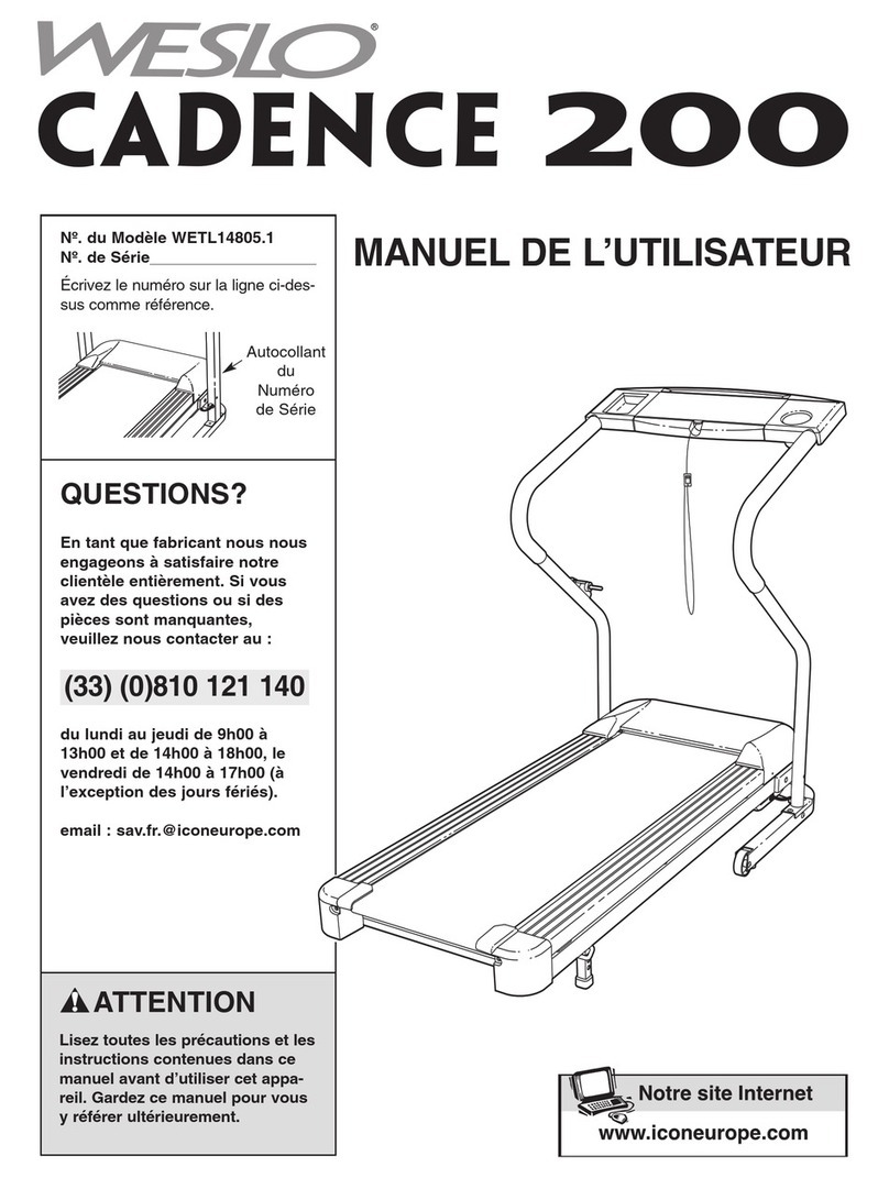 Weslo Cadence 200 Treadmill Manuel de l'utilisateur