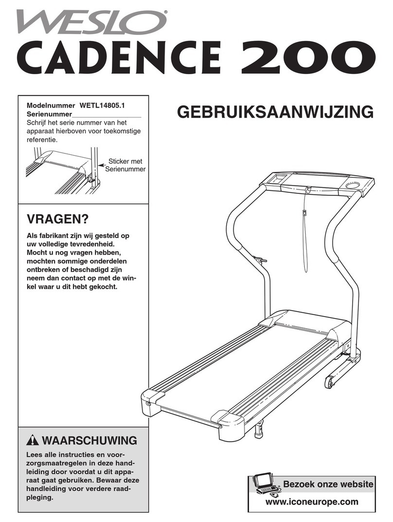Weslo Cadence 200 Treadmill System manual