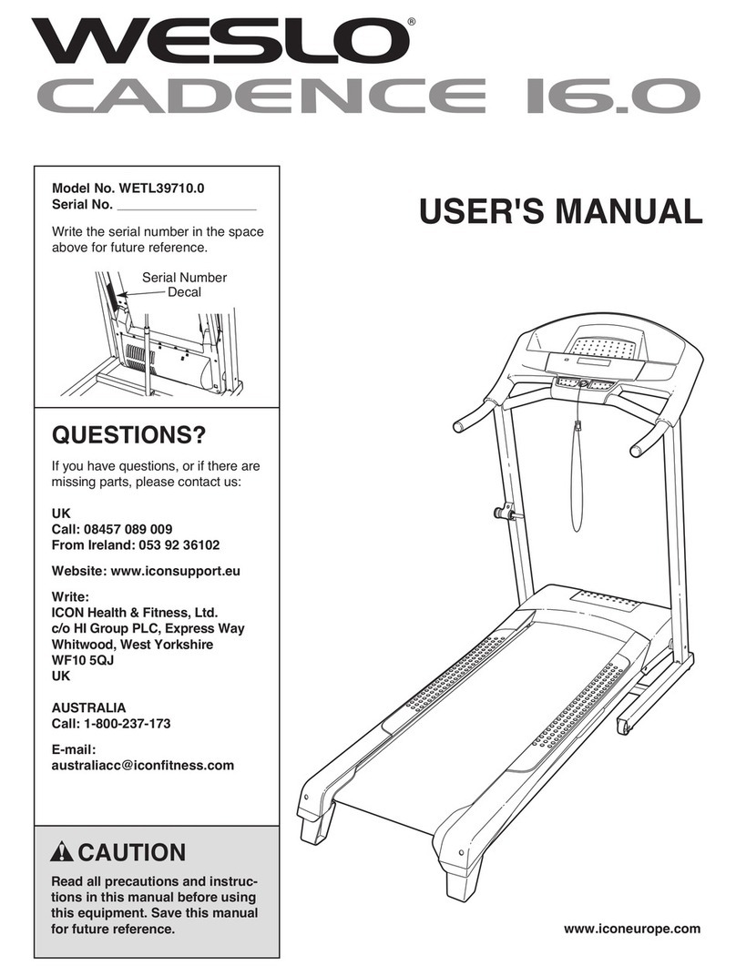 Weslo Cadence 16.0 Cwl Treadmill manual