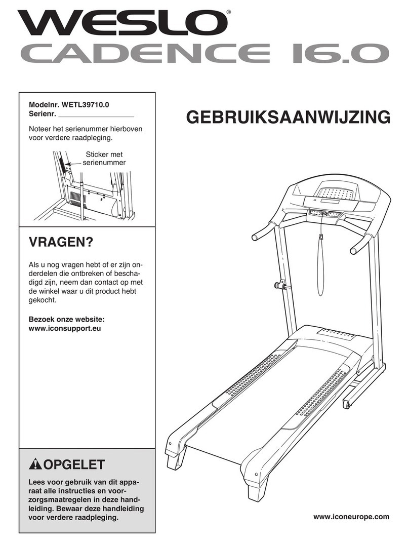 Weslo Cadence 16.0 Cwl Treadmill System manual