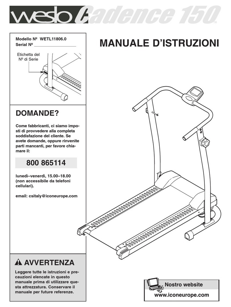 Weslo Cadence 150 Treadmill Operating and maintenance manual
