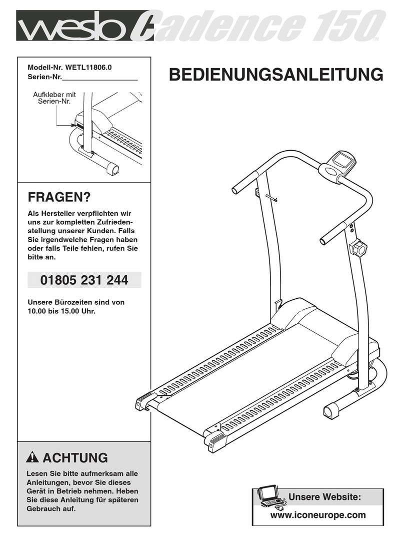 Weslo Cadence 150 Treadmill Quick start guide
