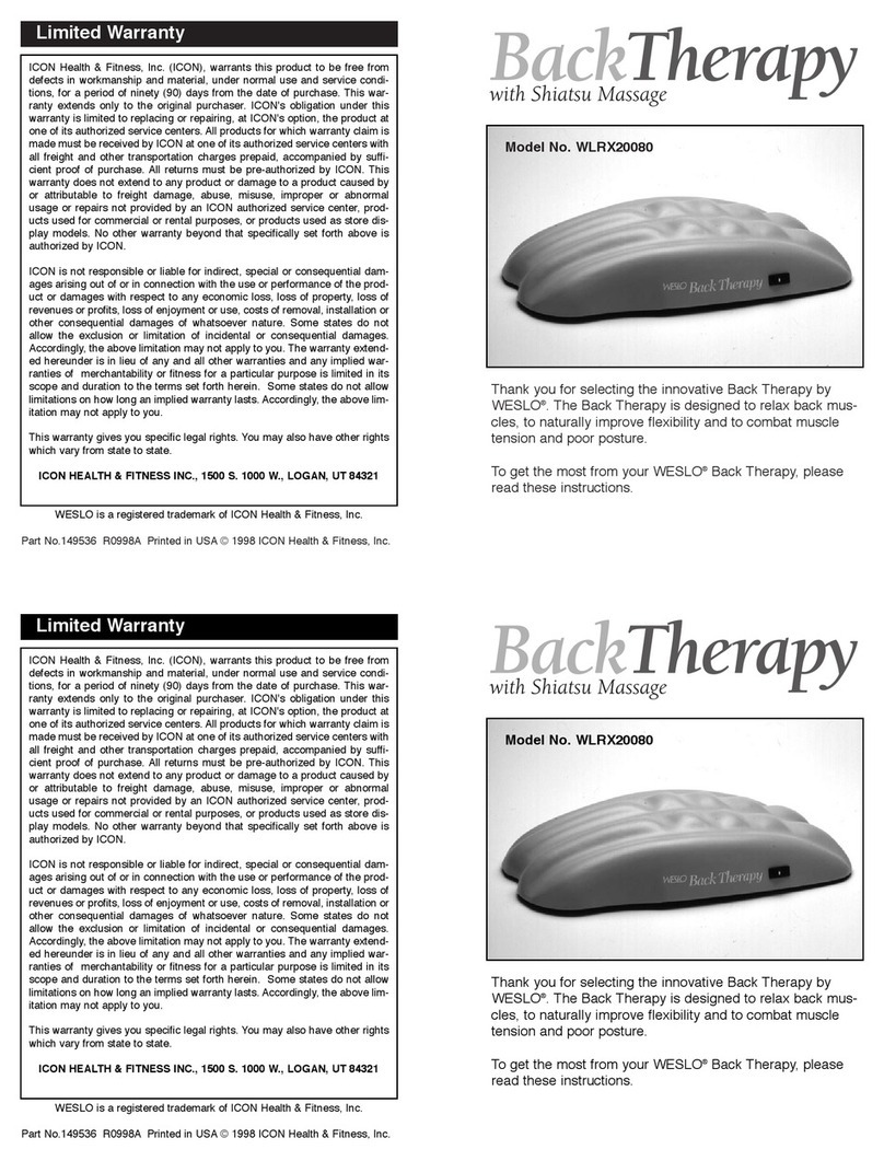Weslo 1 Pc Back Relaxer user manual