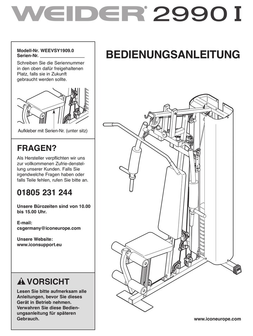 Weider 2990 I Quick start guide