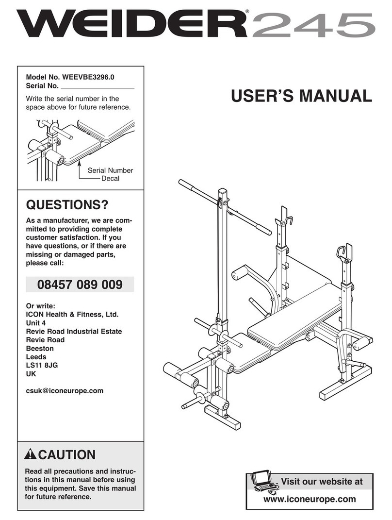 Weider 245 Bench User manual