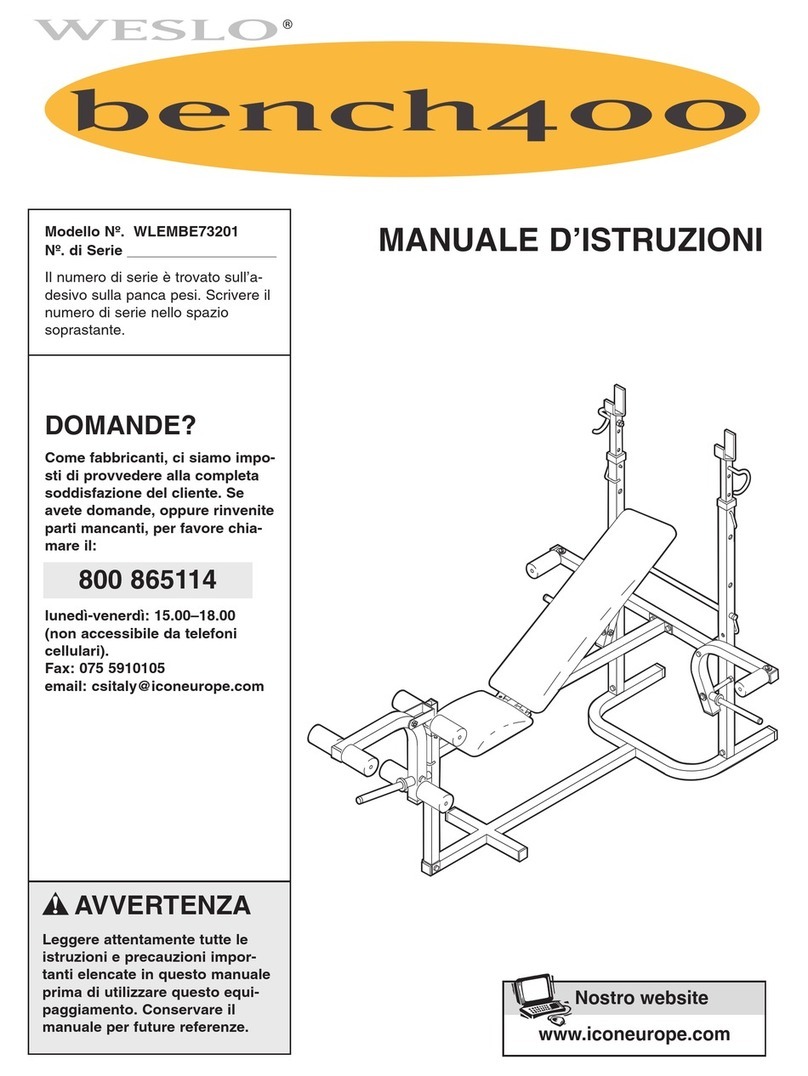 Weslo Bench 400 Operating and maintenance manual