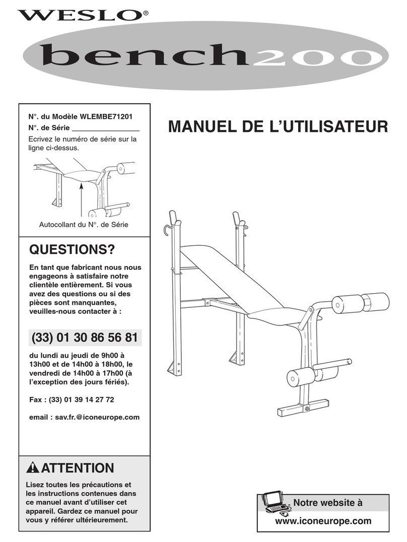 Weslo Bench 200 Manuel de l'utilisateur