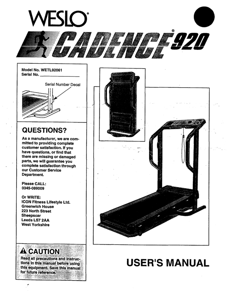 Weslo Cadence 920 user manual