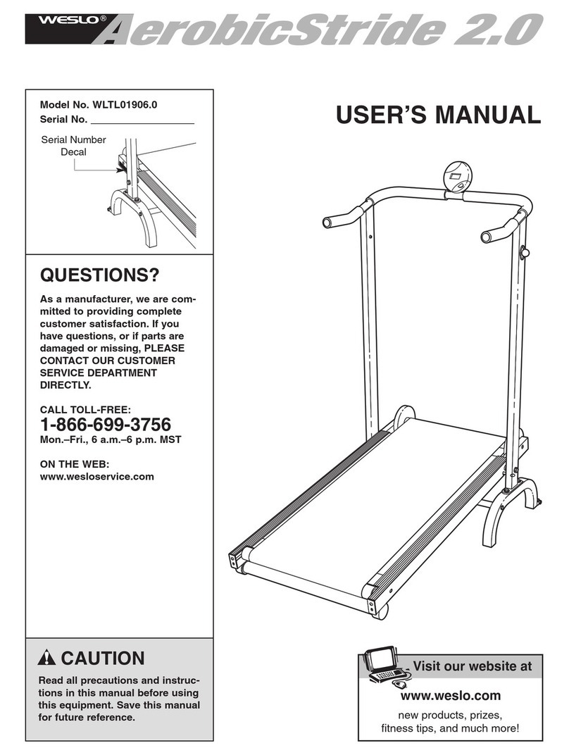 Weslo Aerobicstride 2.0 Treadmill User manual