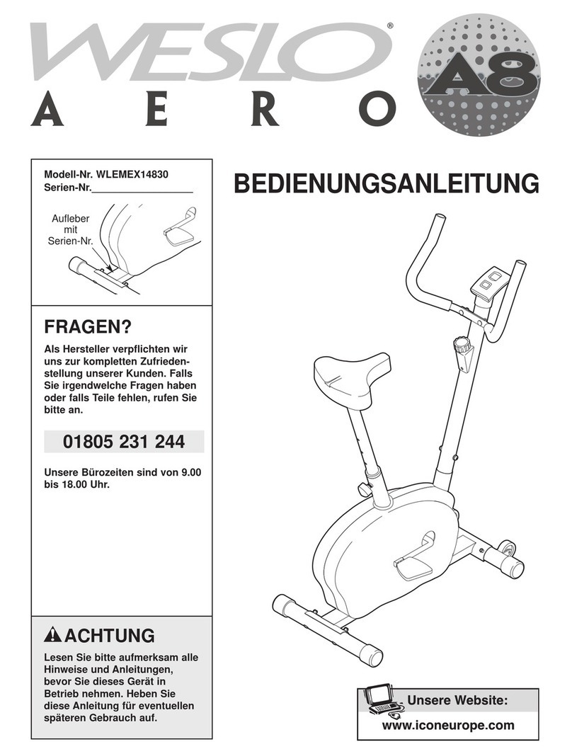 Weslo Aero A8 Bedienungsanleitung
