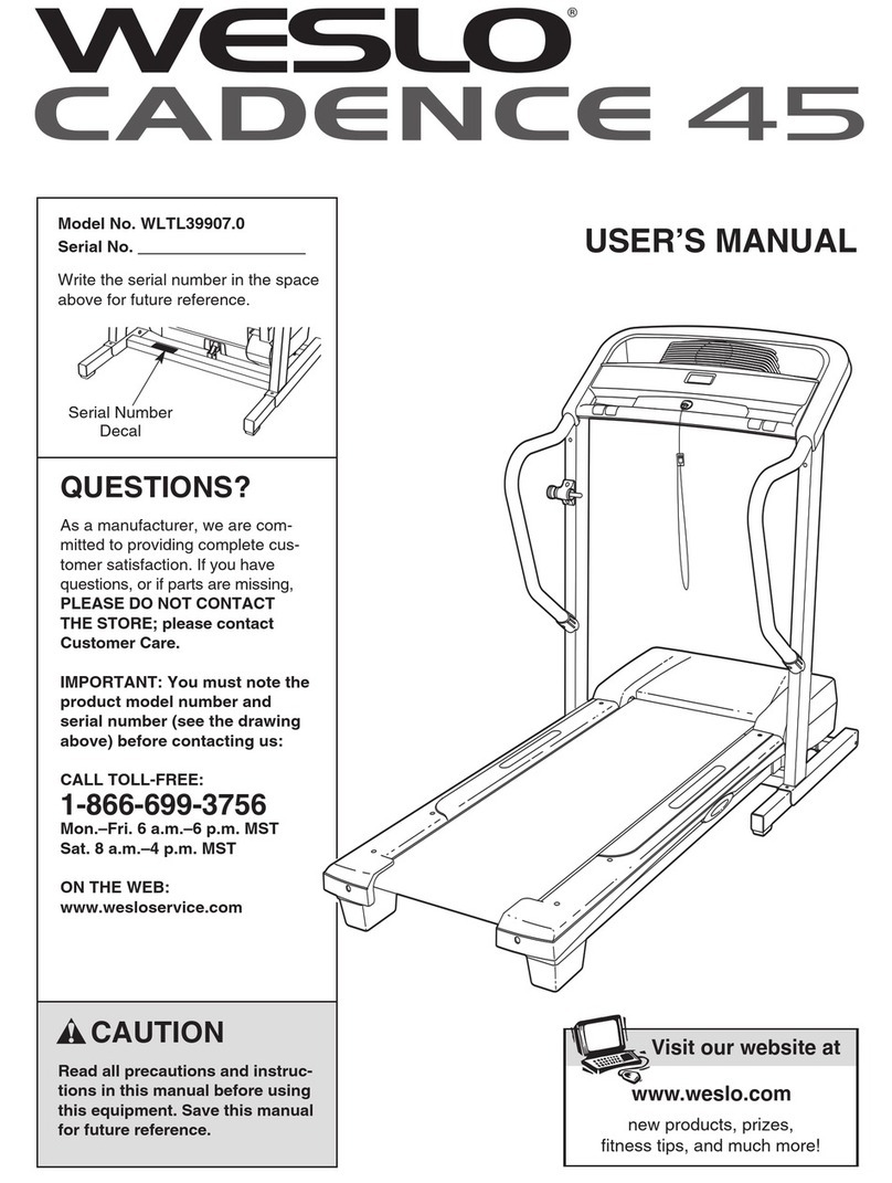 Weslo Cadence 45 Treadmill User manual