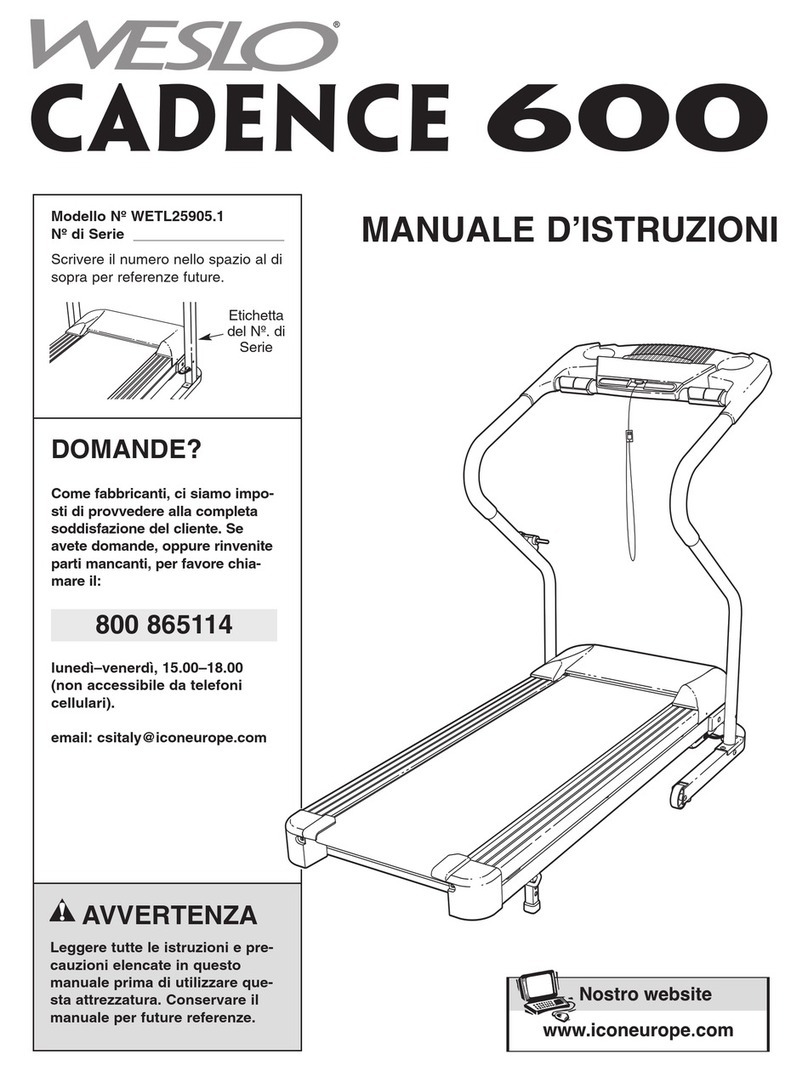 Weslo Cadence 600 Treadmill Manuale d'istruzioni