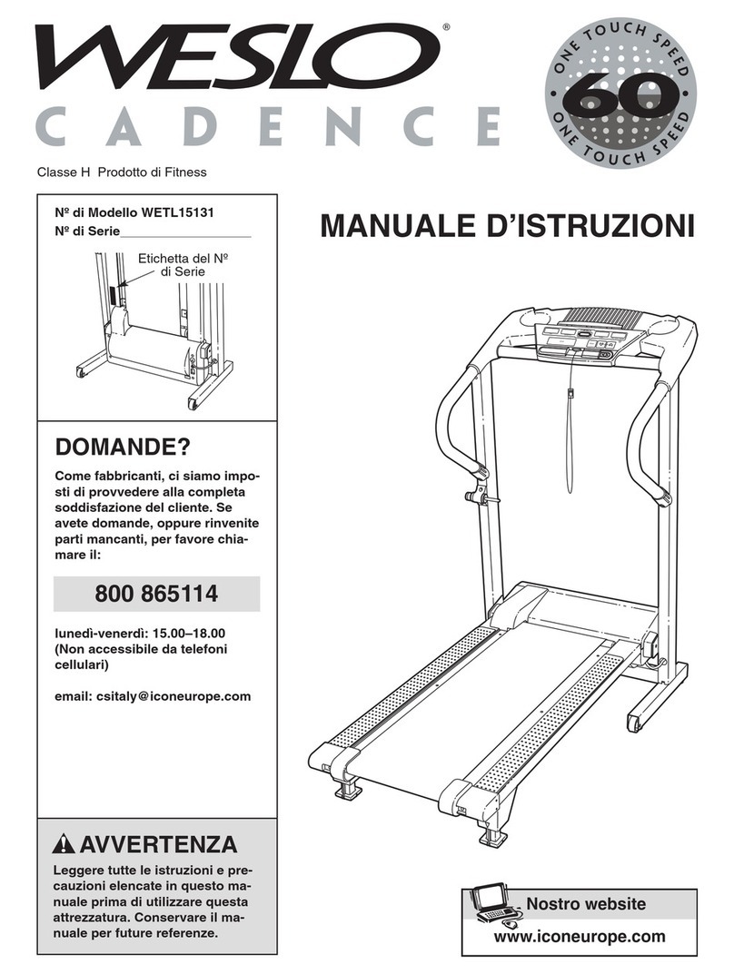 Weslo Cadence 6.0 Treadmill Operating and maintenance manual