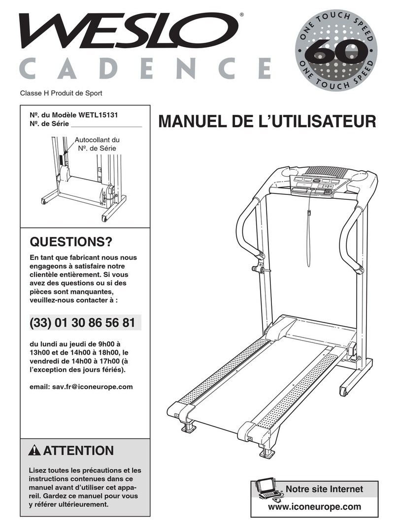 Weslo Cadence 6.0 Treadmill User manual