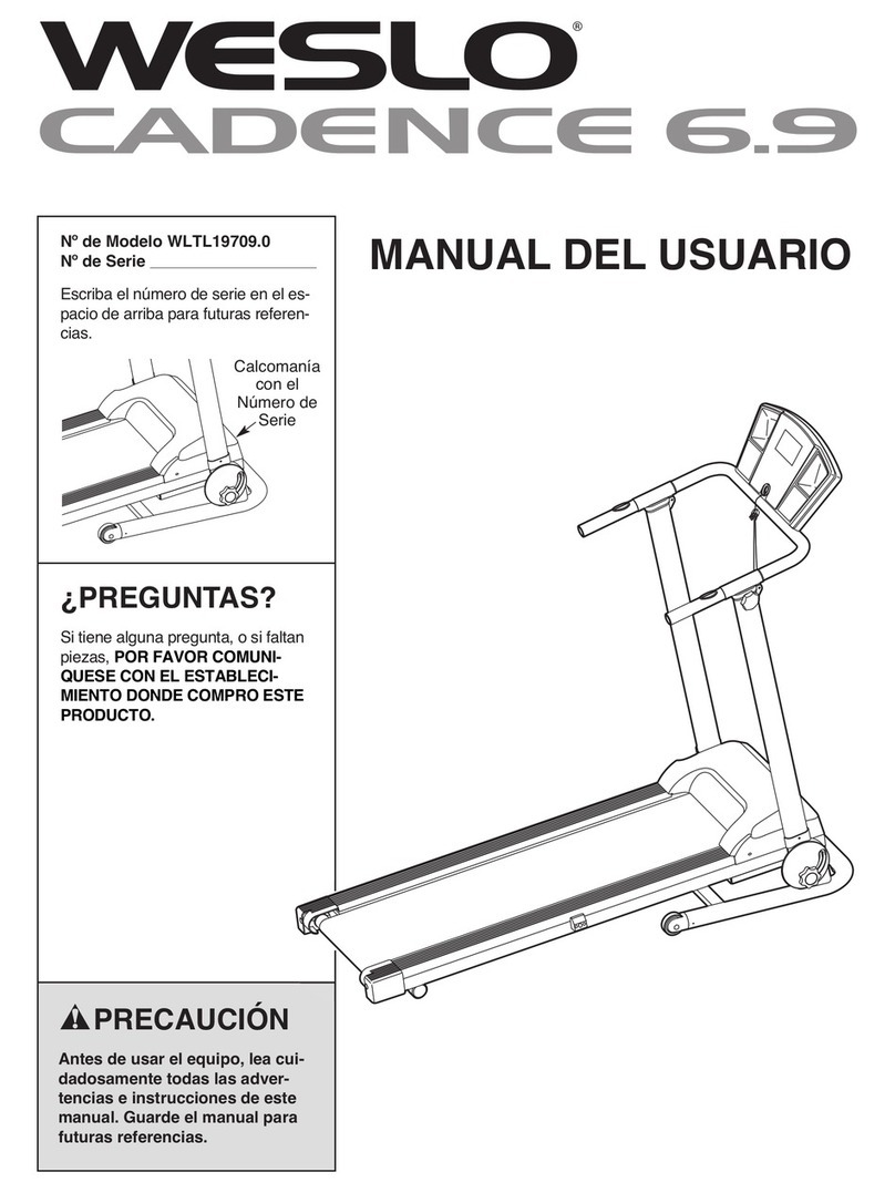 Weslo Cadence 6.9 Ery Treadmill User guide