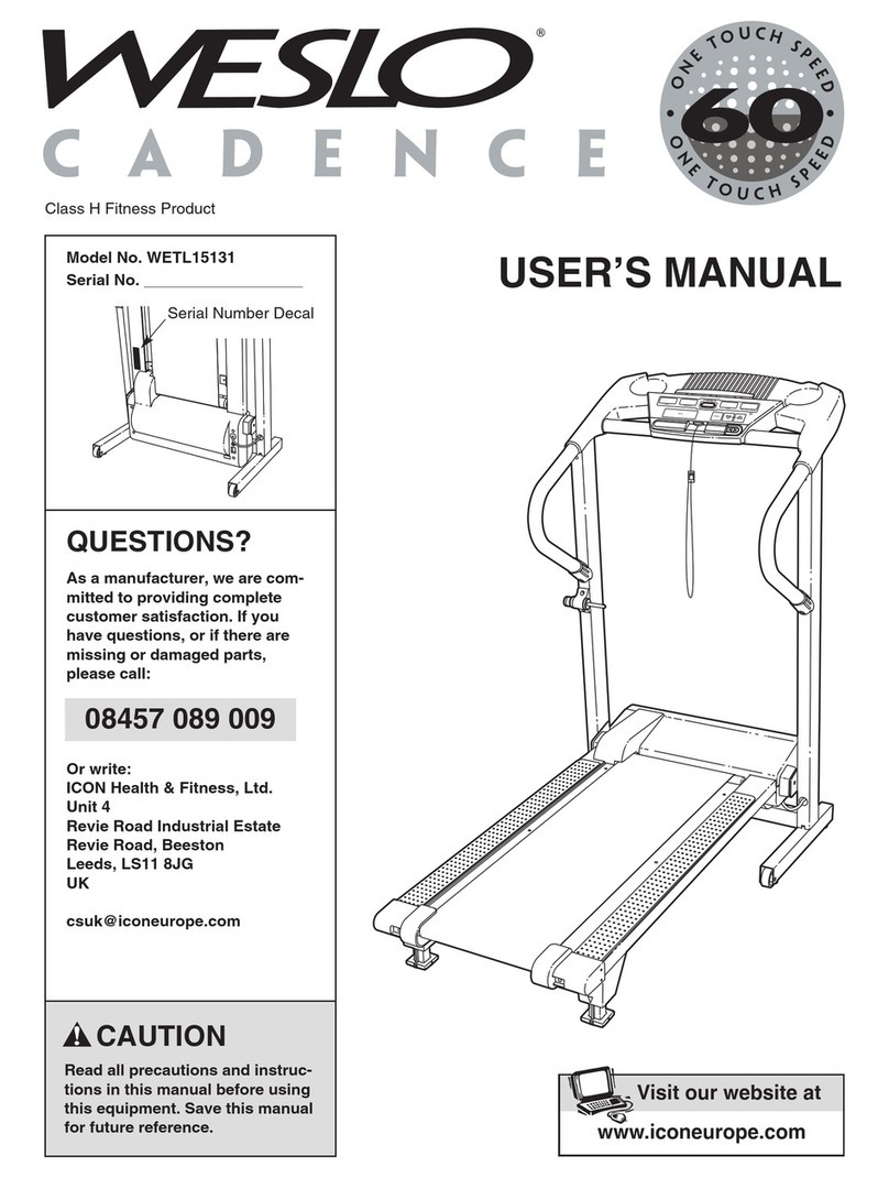 Weslo Cadence 6.0 Treadmill User manual