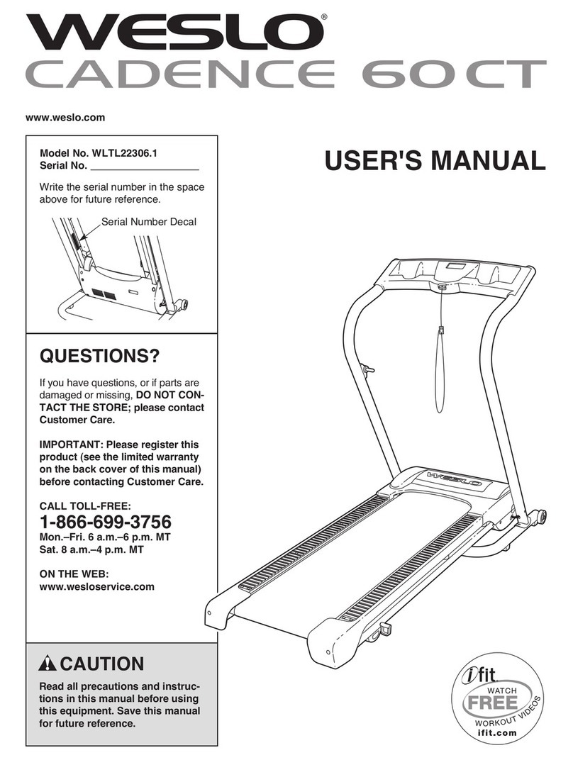 Weslo Cadence 6.0 Treadmill manual