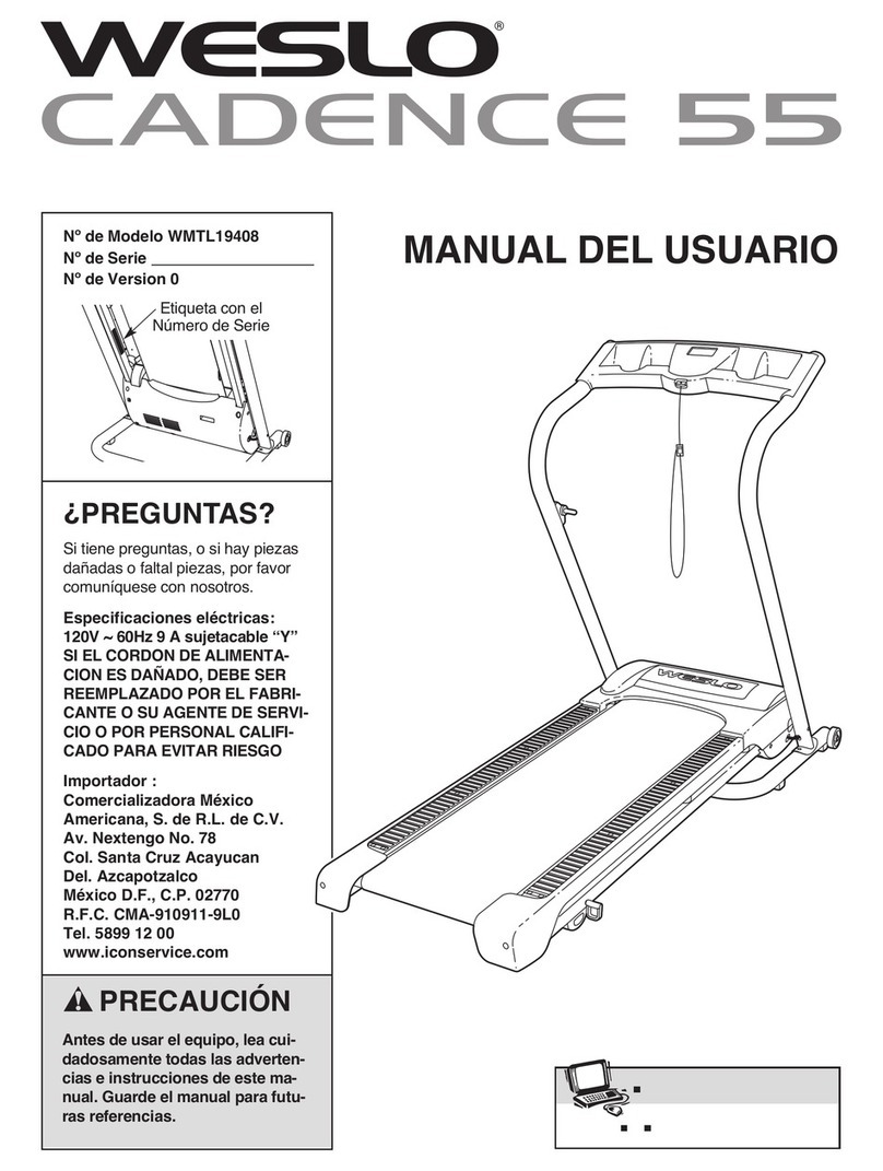 Weslo Cadence 55 Treadmill Manual Del Usuario